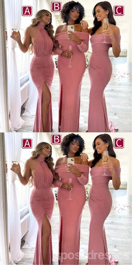 Mismatched Dusty Rose Mermaid Cheap Long Bridesmaid Dresses,WG1306