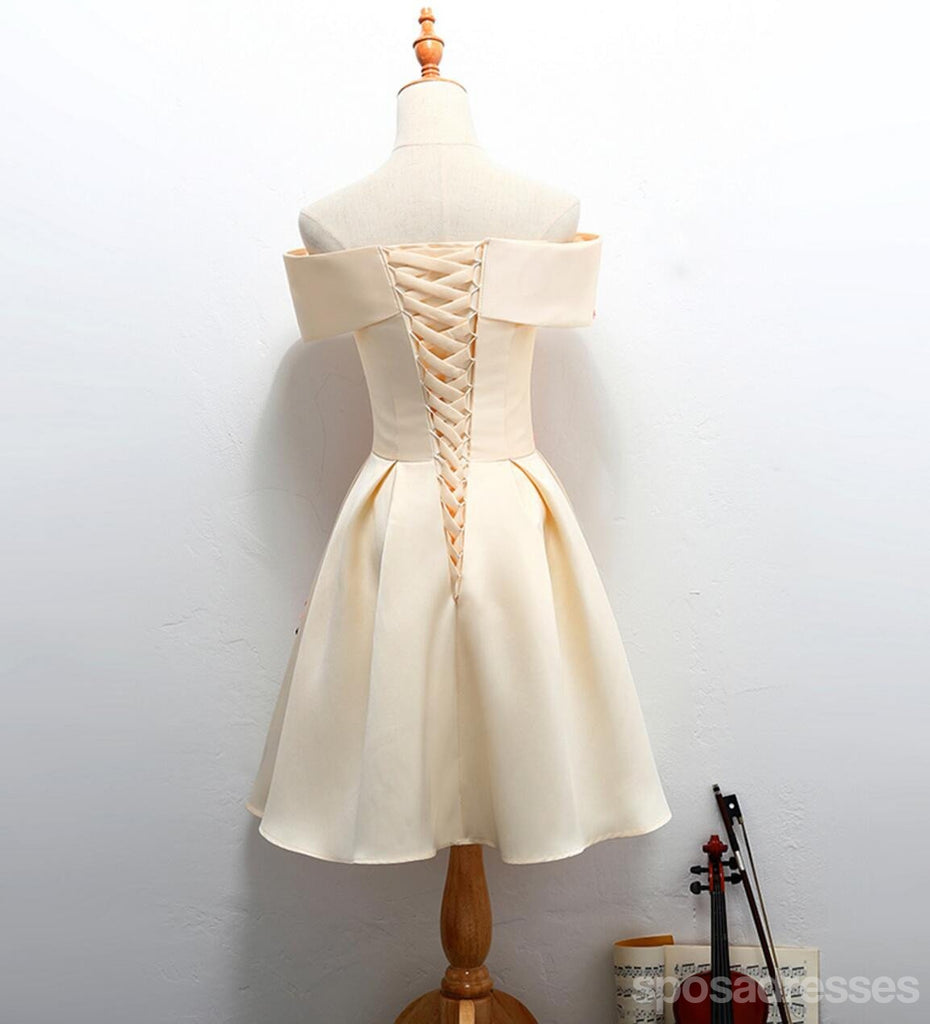 Off Shoulder Embroidery Cute Homecoming Prom Dresses, Affordable Short Party Prom Dresses, Perfect Homecoming Dresses, CM325