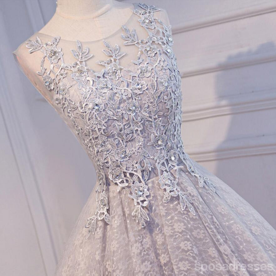 Open Back Scoop Neckline Gary Lace See Through Homecoming Prom Dresses, Affordable Short Party Prom Dresses, Perfect Homecoming Dresses, CM272