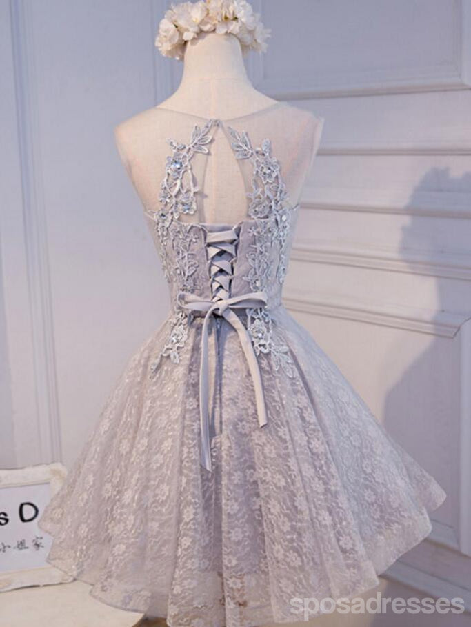 Open Back Scoop Neckline Gary Lace See Through Homecoming Prom Dresses, Affordable Short Party Prom Dresses, Perfect Homecoming Dresses, CM272