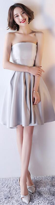 Silver Gray Short Mismatched Simple Short Bridesmaid Dresses Online, WG504