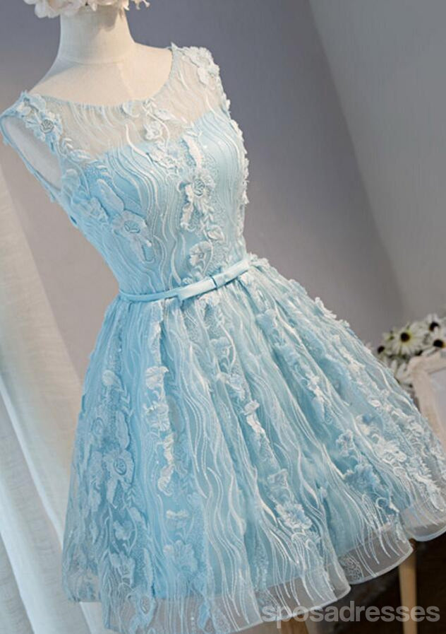Tiffany Blue Open back Lace Cute Homecoming Prom Dresses, Affordable Short Party Prom Dresses, Perfect Homecoming Dresses, CM313