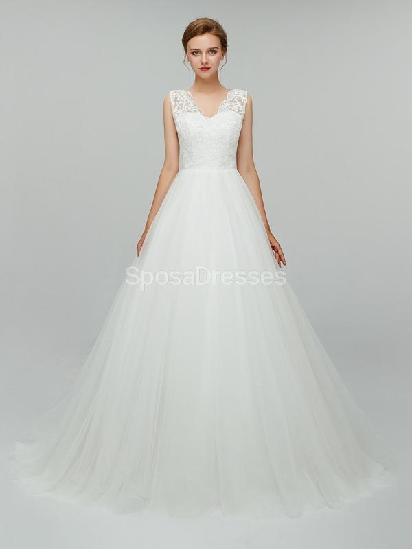 Sexy Backless Simple V-Neck Cheap Wedding Dresses Online, Cheap Bridal Dresses, WD552