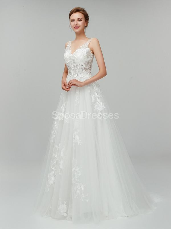 Sexy Backless Lace V Neck Cheap Wedding Dresses Online, Cheap Bridal Dresses, WD553