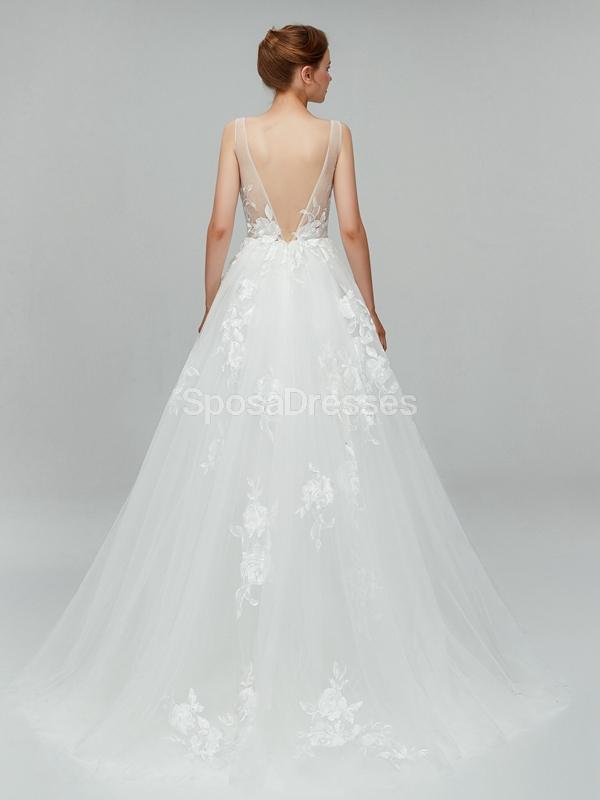 Sexy Backless Lace V Neck Cheap Wedding Dresses Online, Cheap Bridal Dresses, WD553