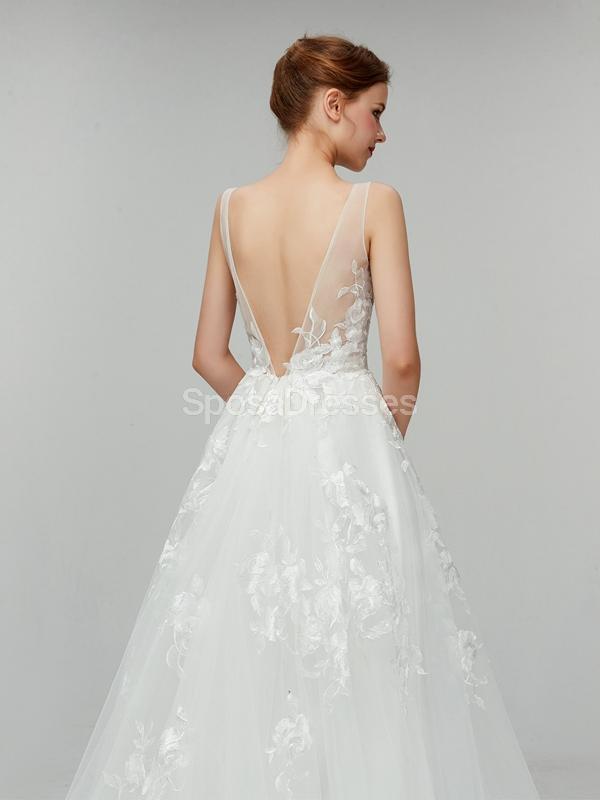 Sexy Backless Lace V Neck Cheap Wedding Dresses Online, Cheap Bridal Dresses, WD553