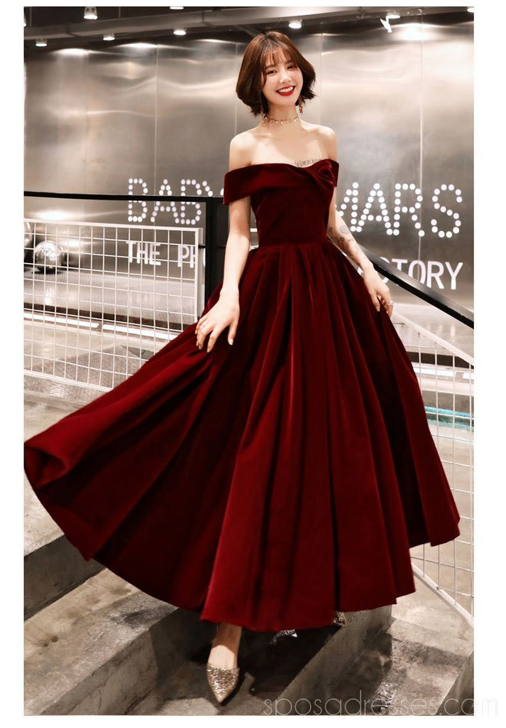 Simple Off Shoulder Dark Red Cheap Homecoming Dresses Online, Cheap Short Prom Dresses, CM776