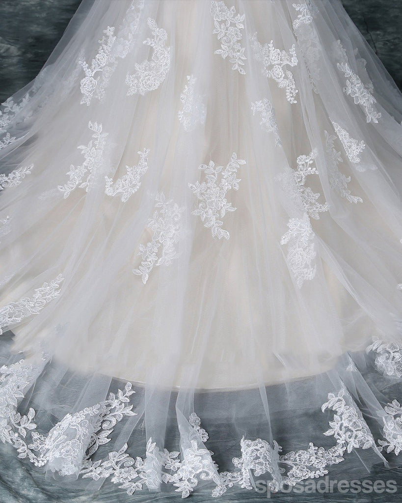 Two Straps V Neckline Pearls Beaded Lace Mermaid Wedding Bridal Dresses, Cheap Custom Made Wedding Bridal Dresses, WD273