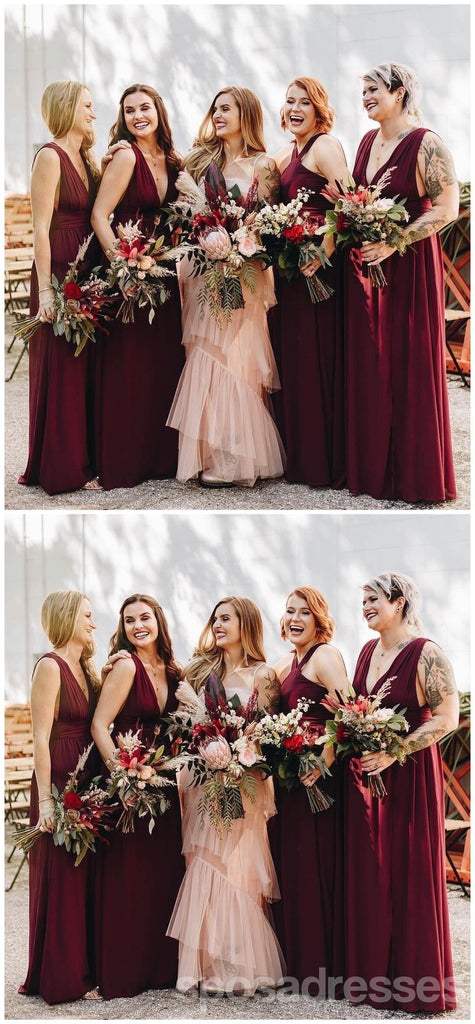 Mismatched Chiffon Cheap Long Bridesmaid Dresses Online, WG353