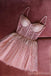 Straps Rhinestone See Through Dusty Pink Homecoming Dresses Online, Cheap Short Prom Dresses, CM819