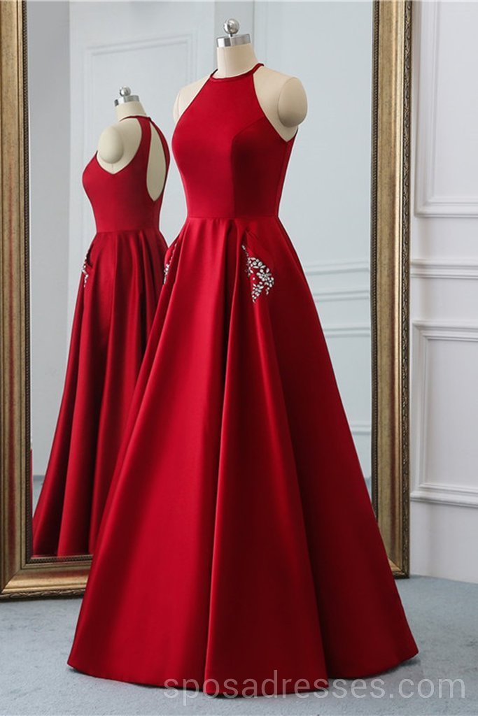 Sexy Open Back Bright Red Long Evening Prom Dresses, Cheap Custom Party Prom Dresses, 18595
