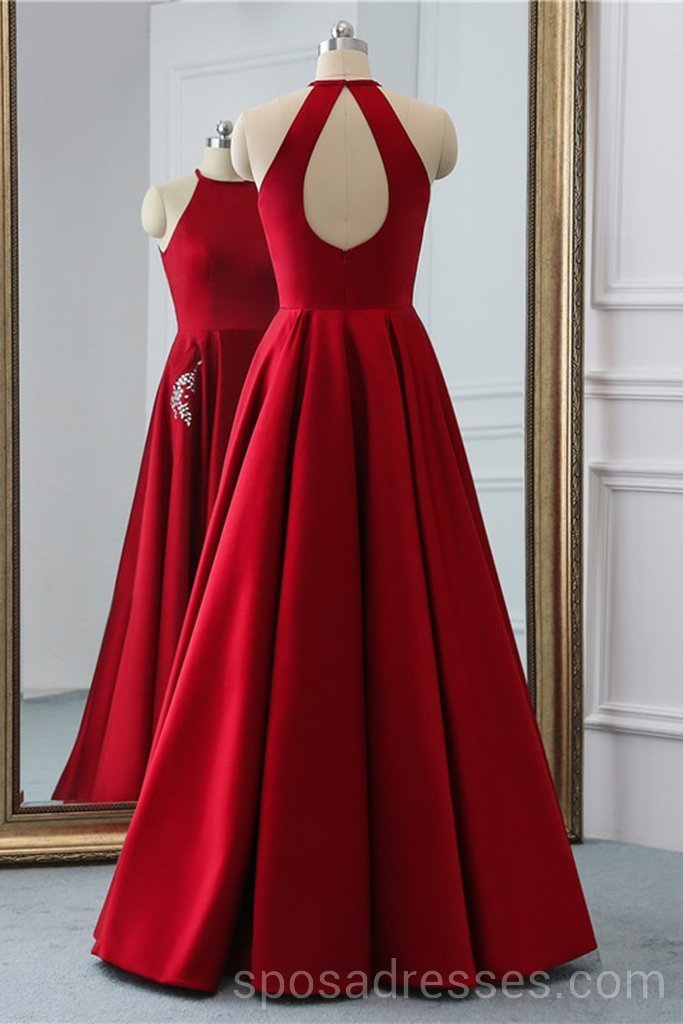 Sexy Open Back Bright Red Long Evening Prom Dresses, Cheap Custom Party Prom Dresses, 18595