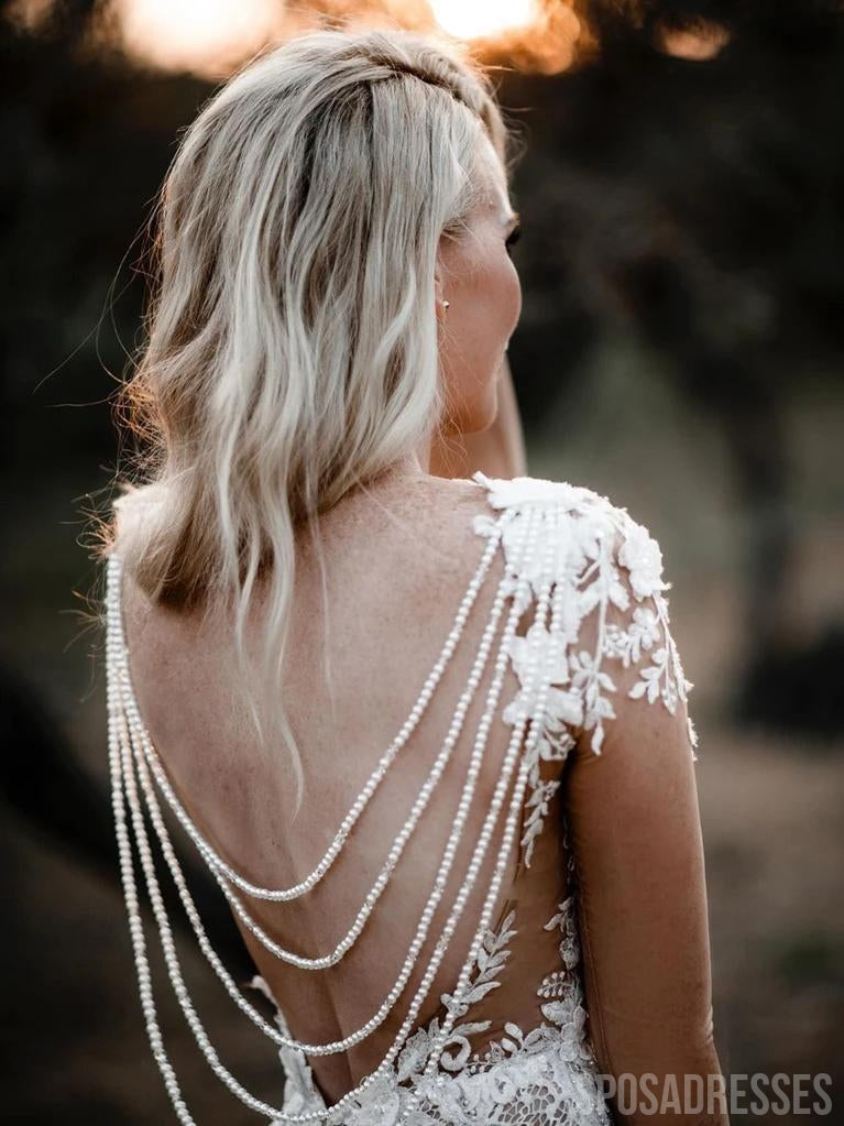 Long Sleeves Boho Lace Mermaid Wedding Dresses, Sexy Wedding Gown, WD681