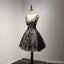 V Neckline Short Black Lace Homecoming Prom Dresses,  Little Back Dress,  CM205