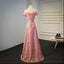 Sexy Off Shoulder Peach Lace Long Evening Prom Dresses, Popular 2018 Party Prom Dresses, Custom Long Prom Dresses, Cheap Formal Prom Dresses, 17215