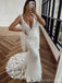 Sexy Long Mermaid Sleeveless V-neck Handmade Lace Wedding Dresses,WD777