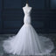 Lace Scoop Neckline Long Tull Tail Mermaid Wedding Bridal Dresses, Cheap Custom Made Wedding Bridal Dresses, WD280