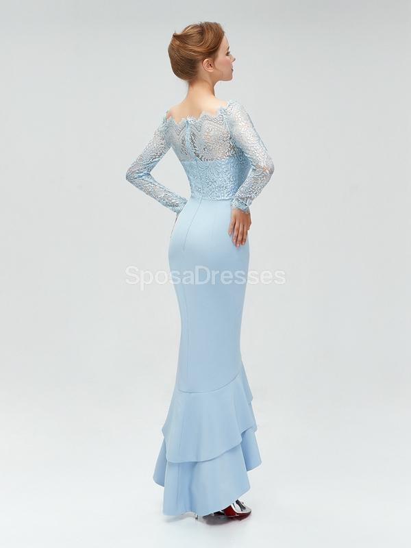 Long Sleeves Lace Mermaid High Low Cheap Bridesmaid Dresses Online, WG580