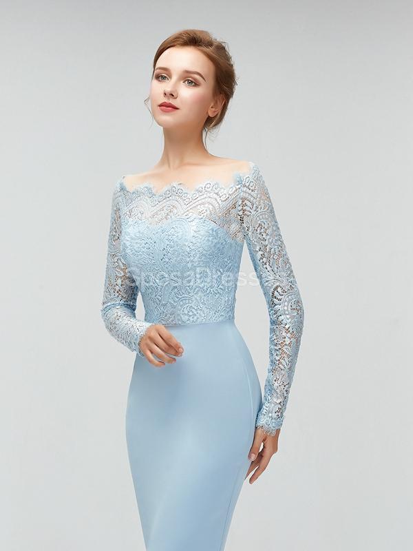 Long Sleeves Lace Mermaid High Low Cheap Bridesmaid Dresses Online, WG580
