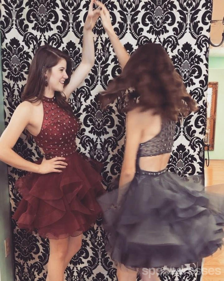 Sexy Open Back Halter Rhinestone Short Homecoming Dresses 2018, CM508