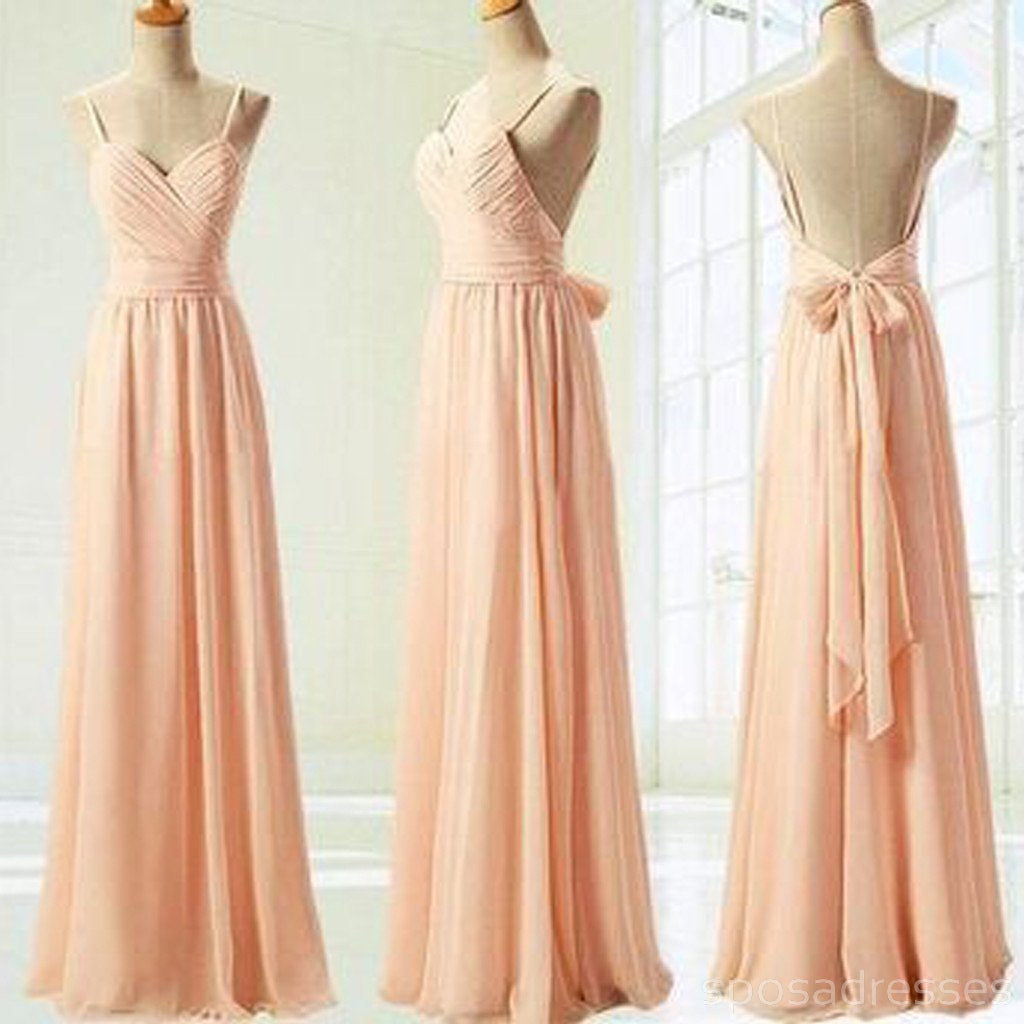 Pretty Chiffon Sweet Heart Backless Floor-Length Cheap Bridesmaid Dresses, WG67
