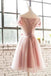 Short Sleeves Off Shoulder Blush Pink Cheap Homecoming Dresses Online, Cheap Short Prom Dresses, CM740
