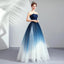 Elegant A-line Sweetheart Blue & White Long Prom Dresses Online,12647