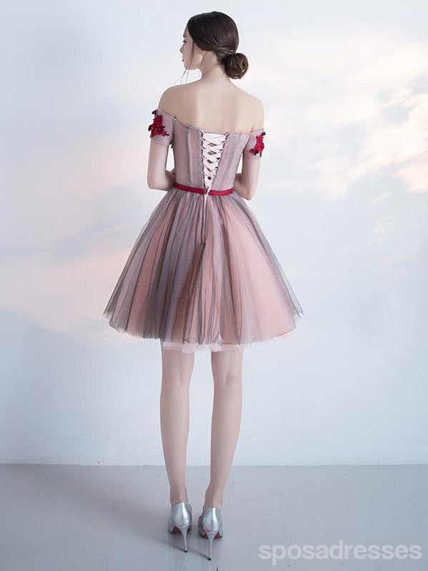 Off Shoulder Red Lace Cheap Short Homecoming Dresses Online, CM692