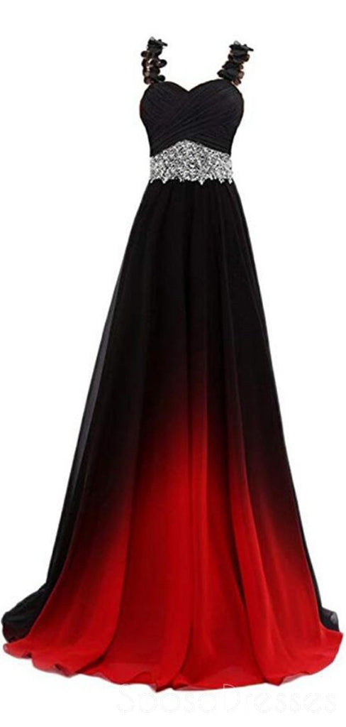 Lace Straps Beaded Ombre Cheap Long Evening Prom Dresses,  Custom Sweet16 Dresses, 18396