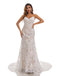 Champagne Mermaid Spaghetti Straps Handmade Lace Wedding Dresses,WD801