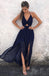 Sexy Cheap Backless Chiffon Halter Long Navy Blue Evening Prom Dresses, 17391