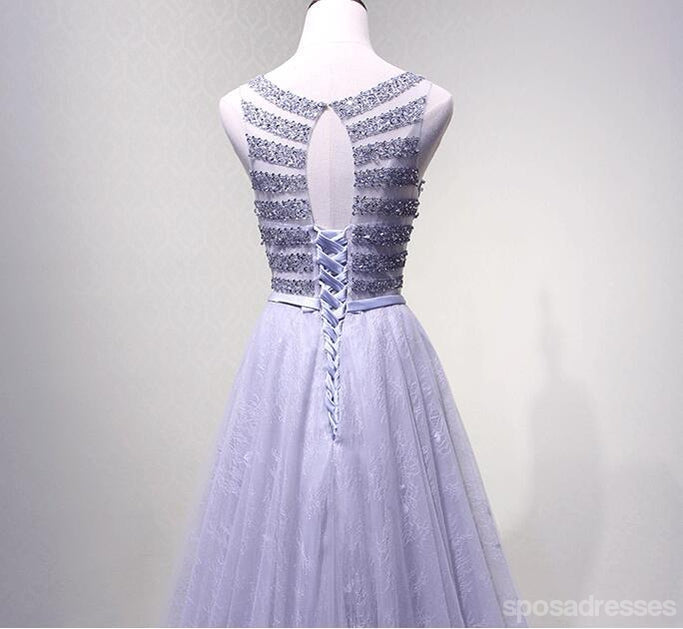Sexy Open Back Lilac Lace Beaded Evening Prom Dresses, Popular Lace Party Prom Dresses, Custom Long Prom Dresses, Cheap Formal Prom Dresses, 17180