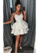 Ivory Spaghetti Straps Lace Cheap Short Homecoming Dresses Online, CM602