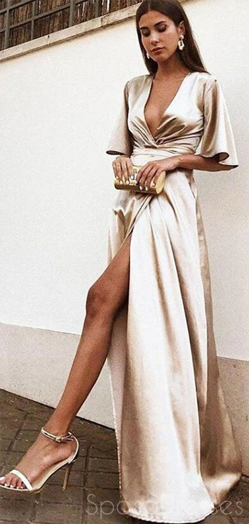 Sexy Simple Sde Slit Cheap Long Evening Prom Dresses, Sweet 16 Prom Dresses, 12358