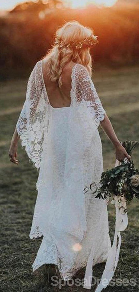 Backless Side Slit Lace Mermaid Cheap Wedding Dresses Online, Cheap Unique Bridal Dresses, WD588