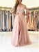 Sexy Split Blush Pink Long Sleeve Lace Evening Prom Dresses, Sexy Party Prom Dresses, 17141