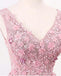 See Through Blush Pink Lace A line Evening Prom Dresses, Long 2018 Party Prom Dresses, 17282