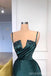Unique Green Sheath Spaghetti Straps V-neck Cheap Long Prom Dresses,13036