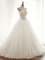 See Through V Neck A-line Lace Long Custom Cheap Wedding Bridal Dresses, WD300