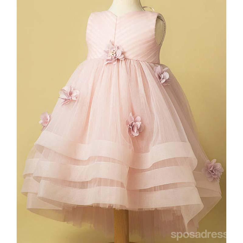 Light Pink Tulle Handmade Flower Little Girl Dresses, Cheap Flower Girl Dresses, FG071