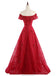 Red Lace  Sexy Off Shoulder Long Evening Prom Dresses, Popular 2018 Party Prom Dresses, Custom Long Prom Dresses, Cheap Formal Prom Dresses, 17218