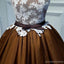 Strapless Lace Brown Skirt Homecoming Prom Dresses, Affordable Short Party Prom Sweet 16 Dresses, Perfect Homecoming Cocktail Dresses, CM365