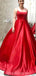 Simple Spaghetti Straps Red A-line Evening Prom Dresses, Evening Party Prom Dresses, 12192