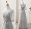Lace Grey Mismatched Styles Chiffon Formal Long Bridesmaid Dresses, BD18001