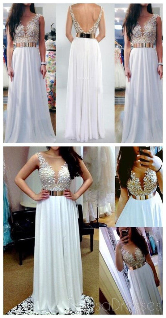 White Prom Dresses, V- Back Prom Dresses,Long Prom Dresses, Cheap Prom Dresses, Charming Prom Dresses, Party Prom Dresses ,Evening Dresses,Prom Dresses Online,PD0108