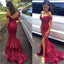 Sexy Off Shoulder Sparkle Red Sequined Mermaid Prom Dresses,  Long Red Evening Dresses, Long Prom Dress, Prom Dresses Online,PD0184