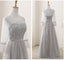 Lace Grey Mismatched Styles Chiffon Formal Long Bridesmaid Dresses, BD18001