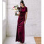 Burgundy Mermaid Short Sleeves Open Back Long Bridesmaid Dresses Online, WG1149