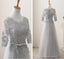 Lace Grey Mismatched Styles Chiffon Formal Long Bridesmaid Dresses, BD18001