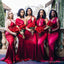 Multiway Red Mermaid V-neck Cheap Long Bridesmaid Dresses Online,WG1216